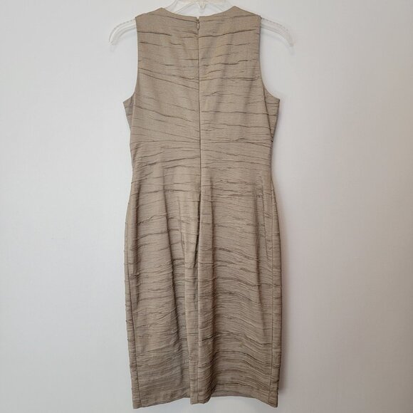 ELIZA J Dress EMBELLISHED RHINESTONES CRUSHED TAFFETA CHAMPAGNE‎ SHEATH Size 4 - Picture 8 of 12